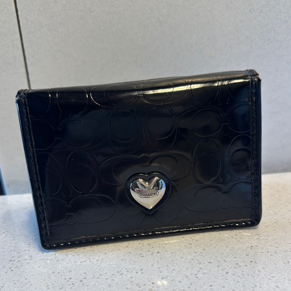 Coach Black Card Holder with Heart Detail
